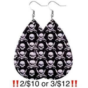 Halloween Skull and Crossbones Pirate Faux Leather Earrings